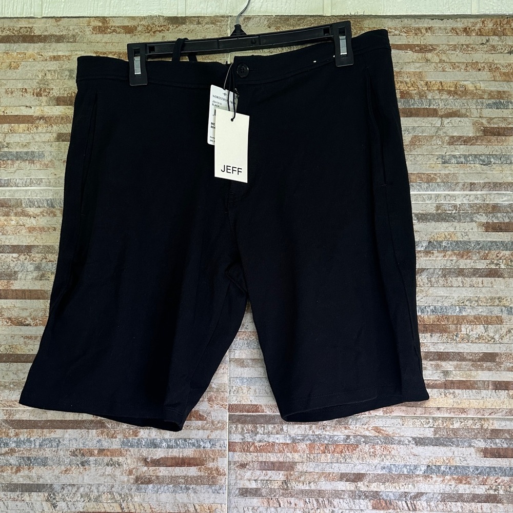 Jeff Wan Sleek Black Flat Front Shorts